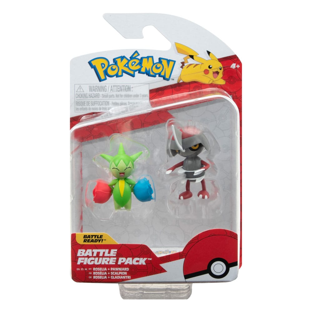 Pokémon Battle Figure Pack - Mini Figures Pawniard, Roselia (5 cm)