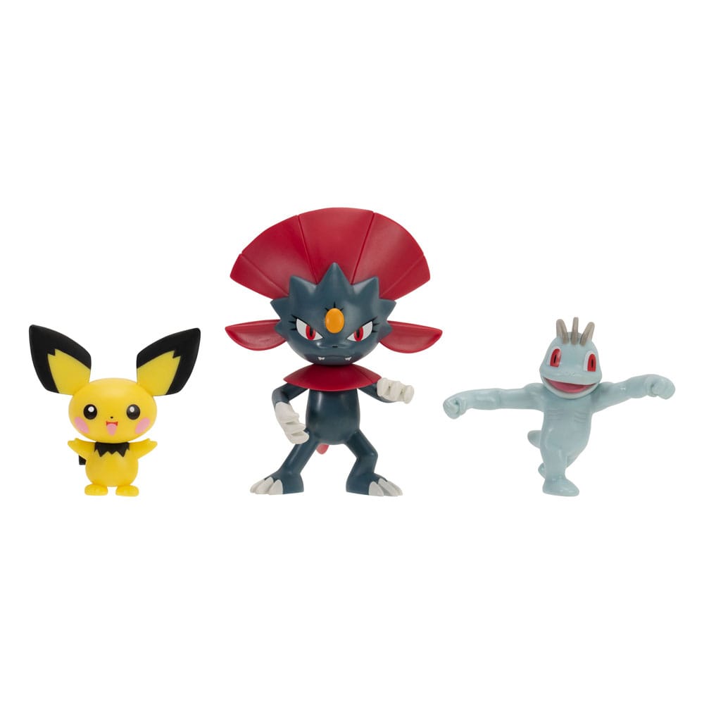Pokémon First Partner Battle Figure Set - Pichu, Machop, Weavile