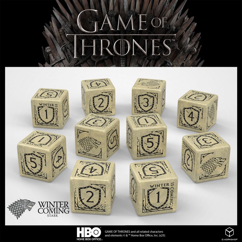 Game of Thrones House Stark 10xD6 Dice Set by Q Workshop