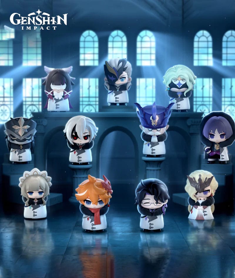 Genshin Impact Chibi Fatui Harbingers Mini Figures, 7cm, Blind Box (9 Display)