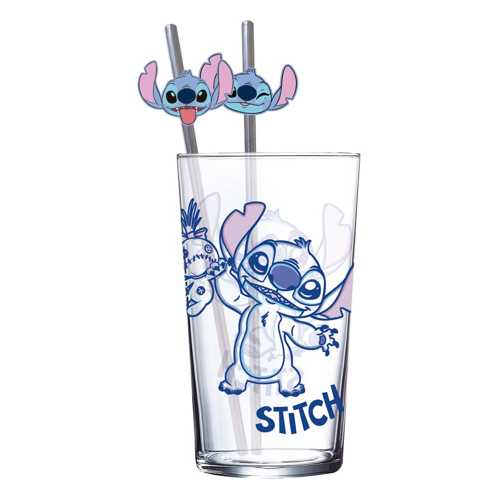 Lilo & Stitch Glass Tumbler with Metal Straw 485ml