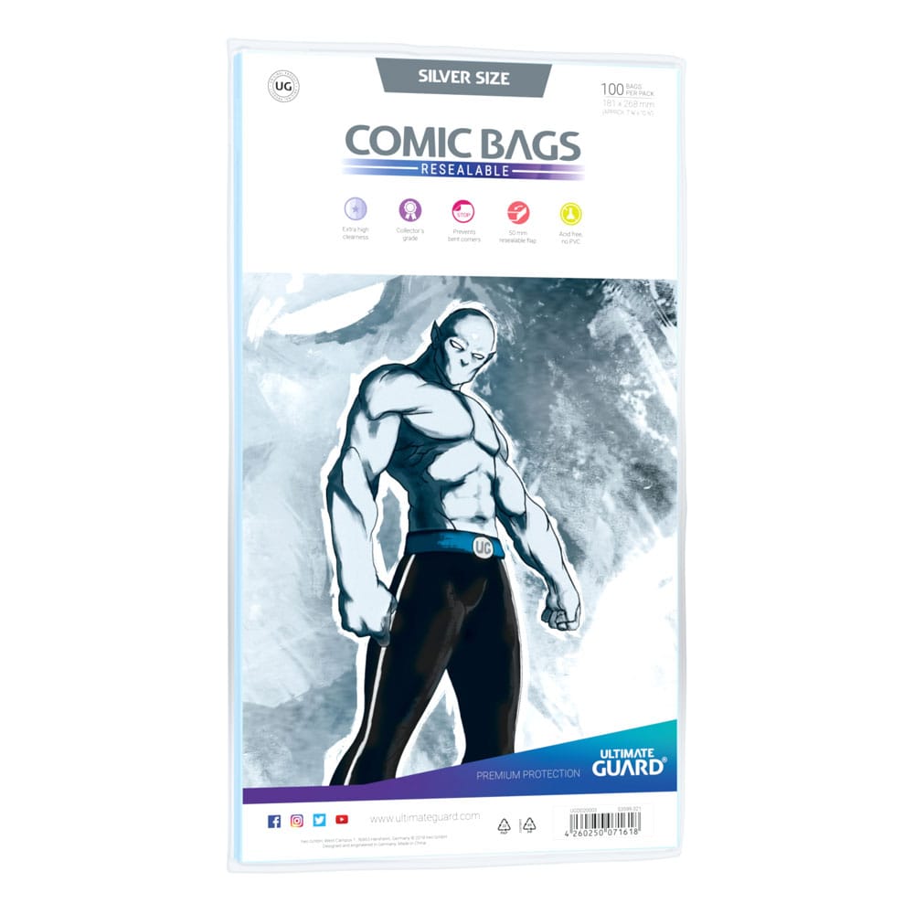 Ultimate Guard Resealable Comic Bags - Silver Size (Pack of 100)