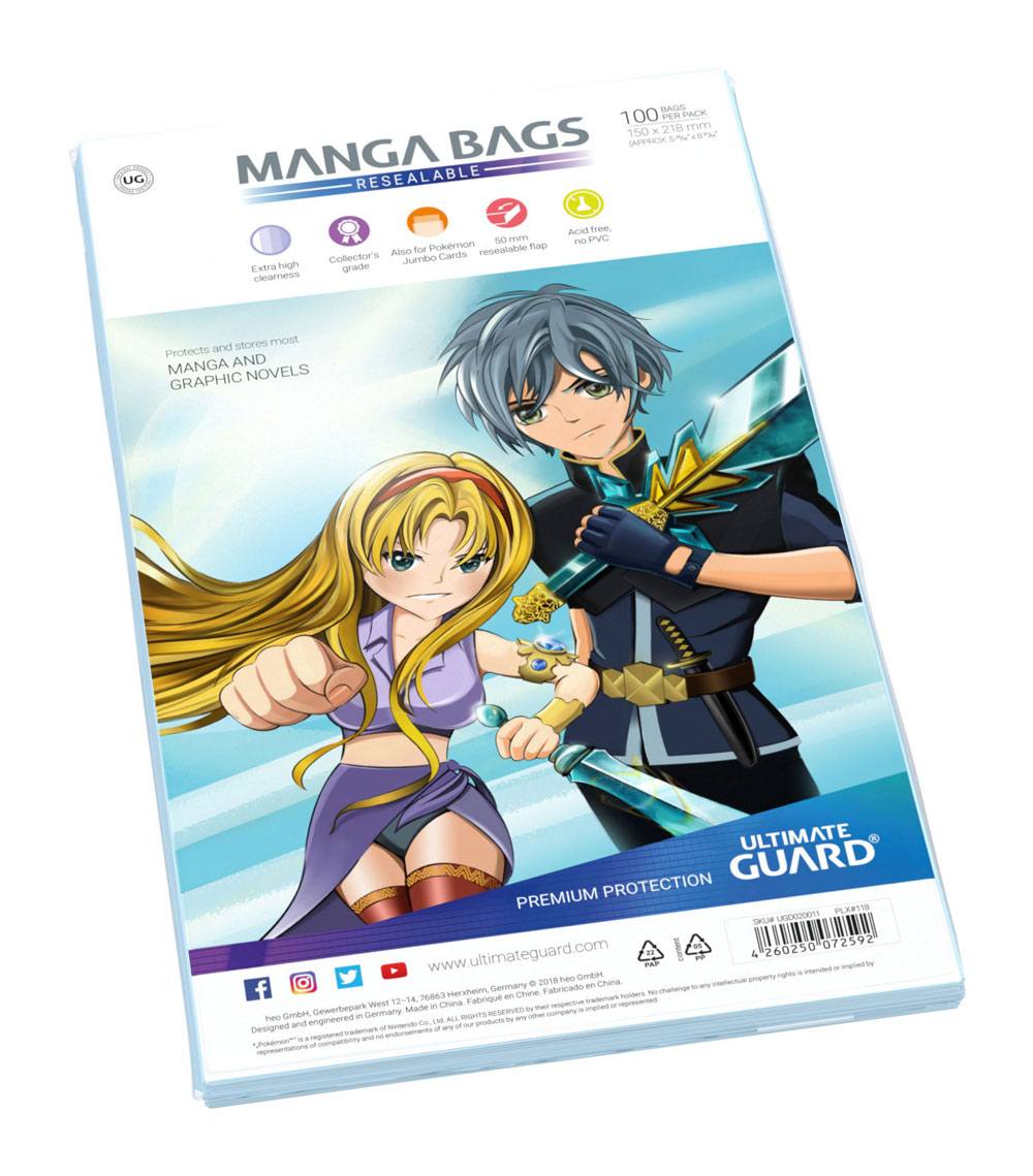 Ultimate Guard Resealable Manga Bags - Pack of 100