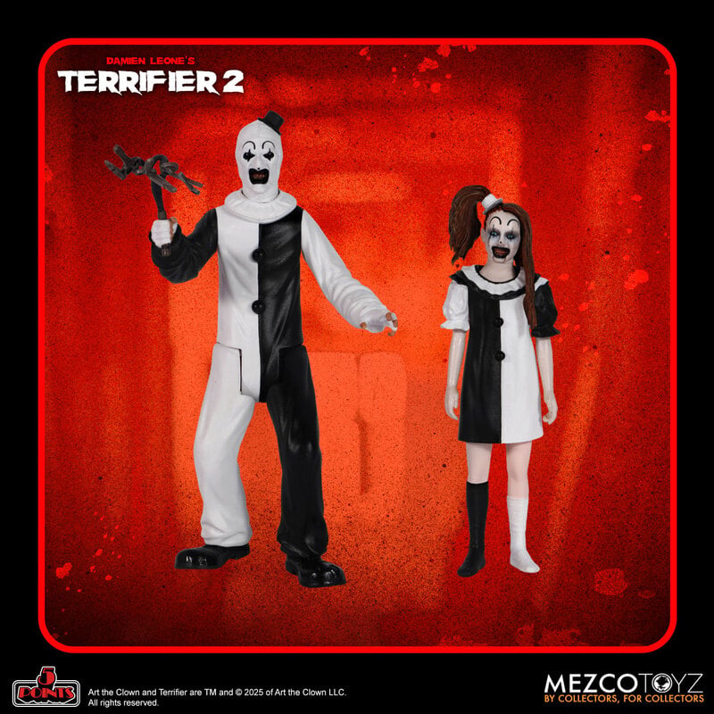 Terrifier 2 Art the Clown & Little Pale Girl 5 Points Mezco 3.75" Action Figure 2-Pack