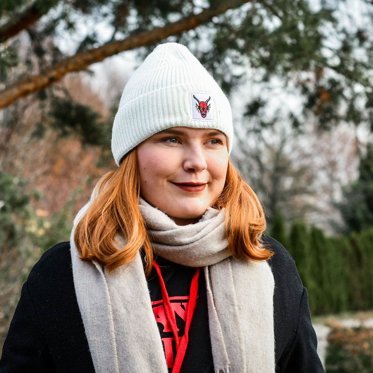 Stranger Things Hellfire Club White Beanie Hat