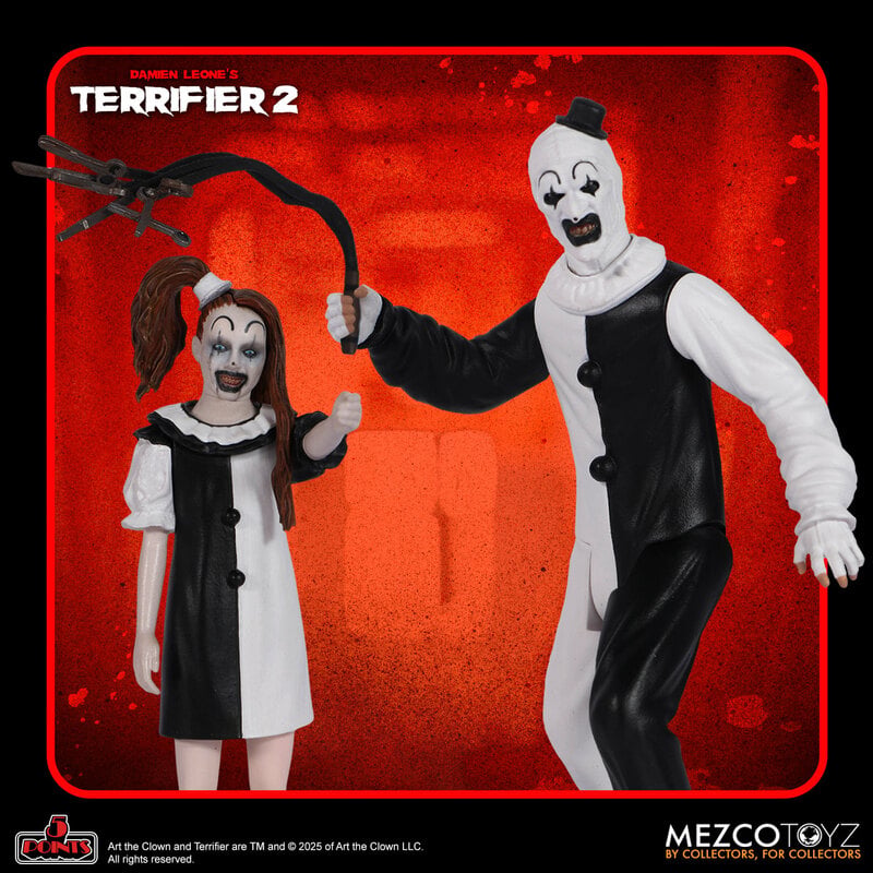 Terrifier 2 Art the Clown & Little Pale Girl 5 Points Mezco 3.75" Action Figure 2-Pack