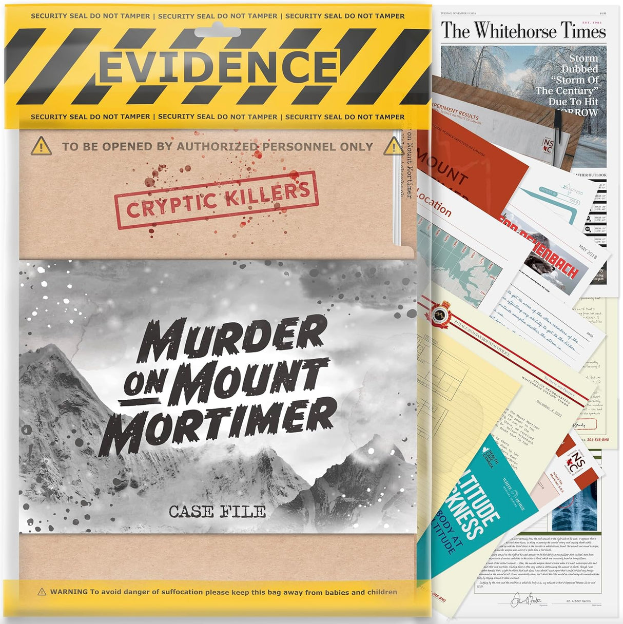 Murder On Mount Mortimer Case File Evidence Bag Cryptic Killers