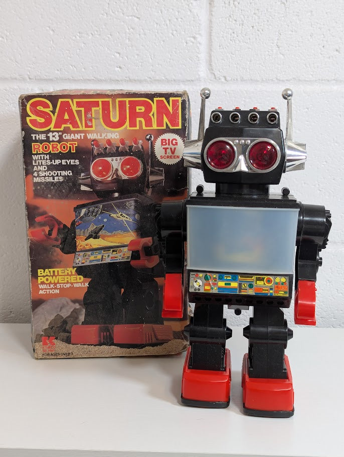 Saturn The 13" Giant Walking Robot Vintage 1981 Electronic Toy