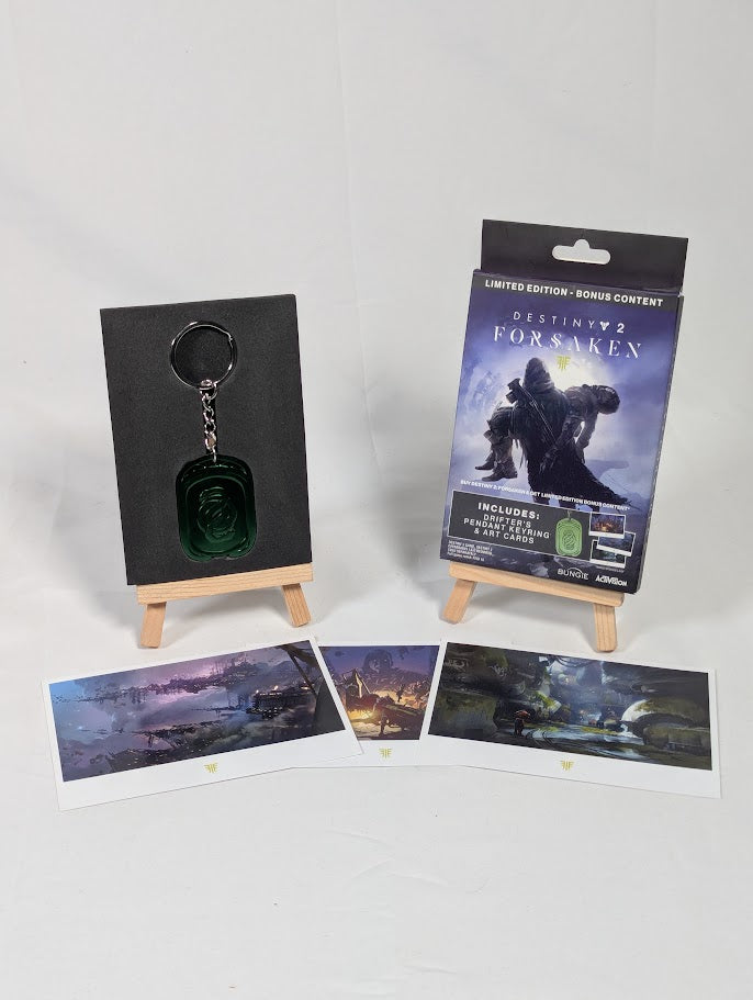 Destiny 2 Forsaken Limited Edition Bonus Content Drifters Pendant Keyring & Art Cards