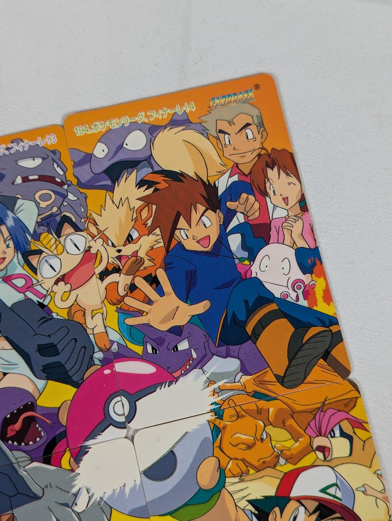 Pokemon Anime Bandai Carddass Trading Card Bundle of 4 Connecting Artwork Cards (191, 192, 193 & 194)