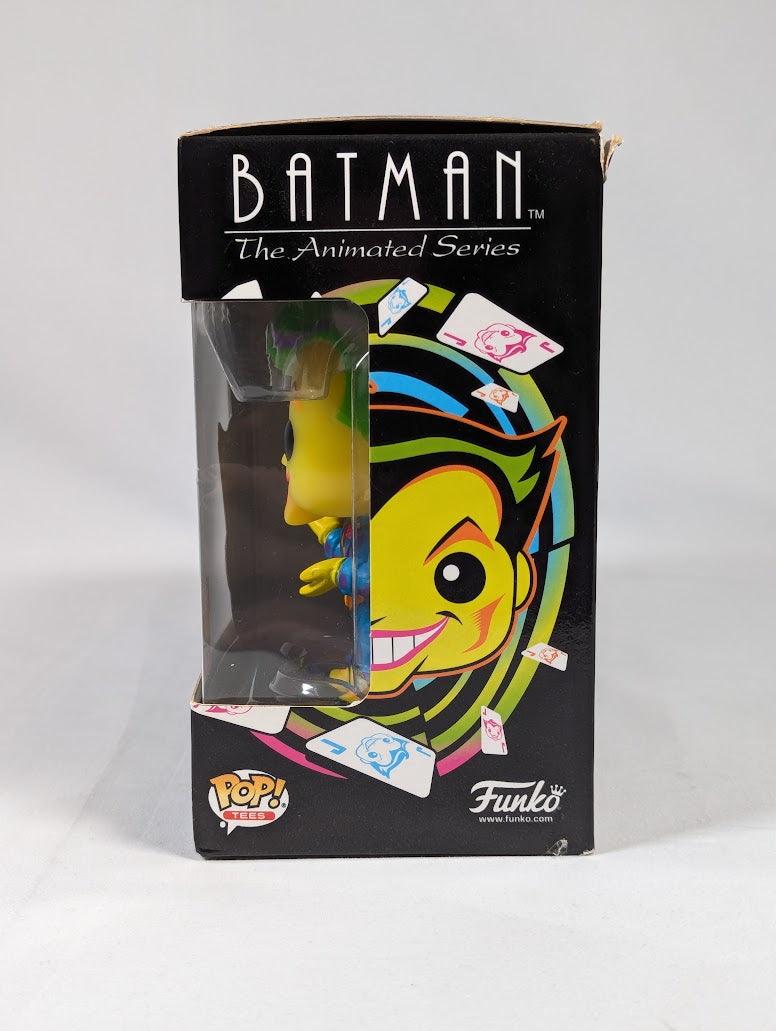 DC Comics Batman the Animated Series The Joker (Blacklight) Funko Pop! Tees T-Shirt and Vinyl Figure (Medium Size)