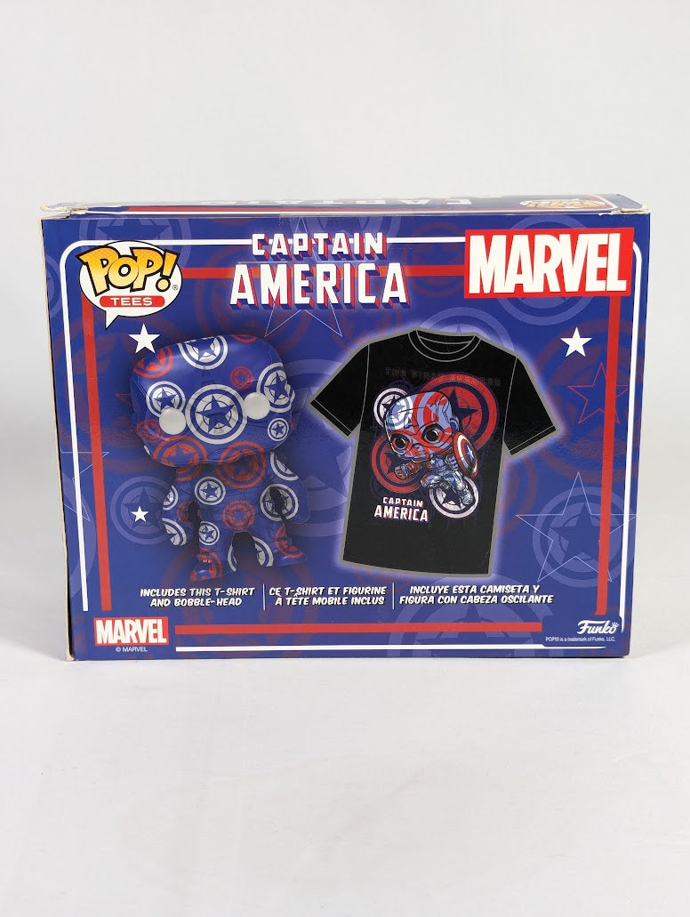 Marvel Captain America (Art Series) Funko Pop! Tees T-Shirt & Vinyl Figure (Small Size)