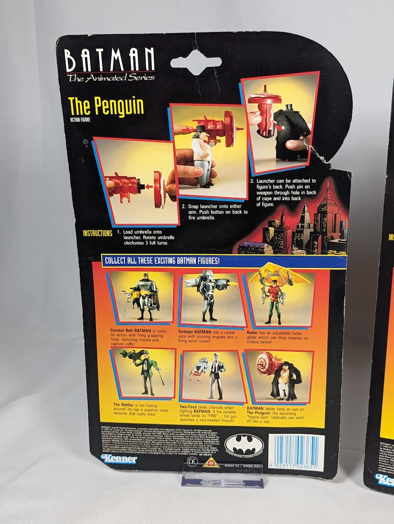 Batman The Animated Series The Penguin, The Riddler & Two-Face 1992 Kenner Set of 3 Action Figures