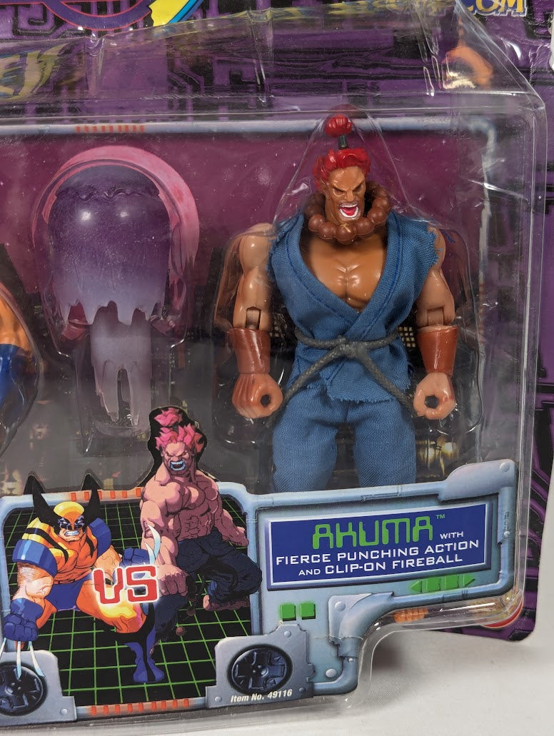 Capcom X-Men vs Street Fighter Video Game Super Stars Wolverine vs Akuma 1997 ToyBiz Action Figure 2-Pack