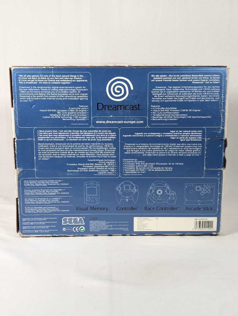SEGA Dreamcast Console With Box, 2 Controllers, 2 VMUs, Cables, Dreamkey & 2 Games