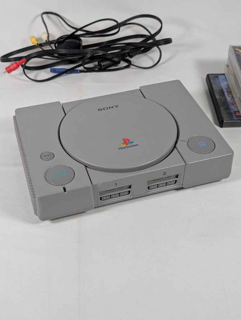 PS1 Console With 5 Games, 2 Controllers, 2 Memory Cards & Power/Video Cables