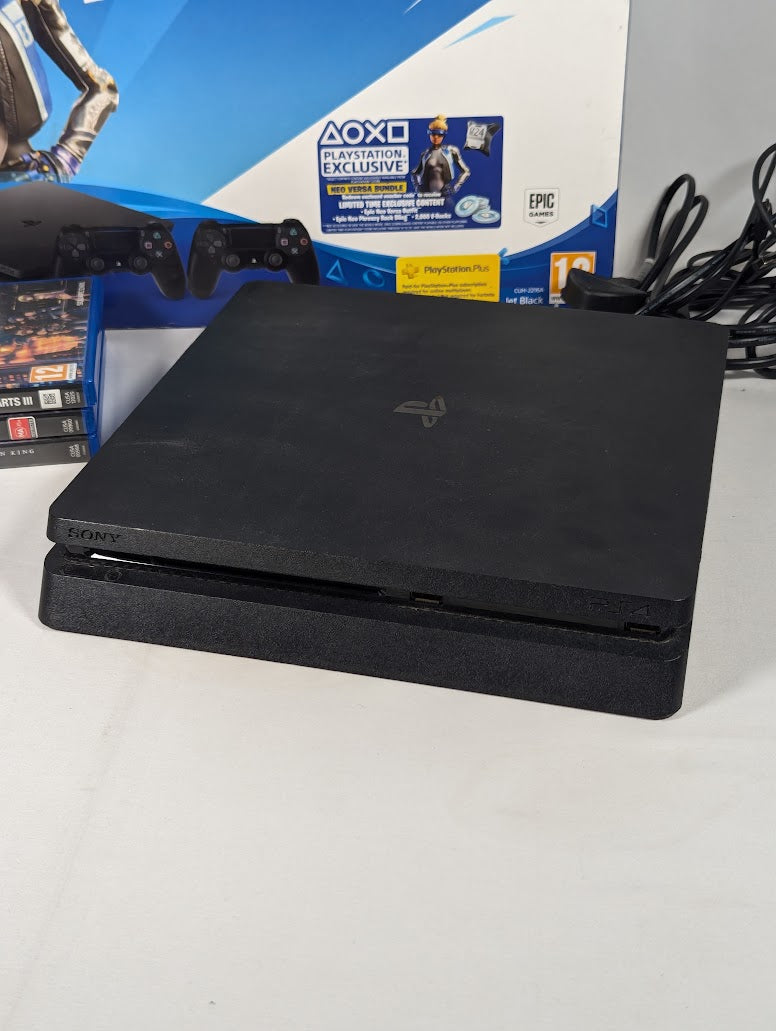 PS4 Slim 500GB Console Bundle With 3 Games, Controller, Cables & Box