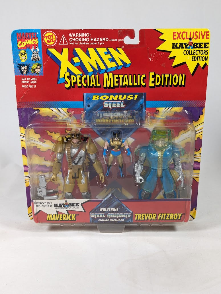 Marvel X-Men Special Metallic Edition Maverick, Trevor Fitzroy & Wolverine Steel Mutants 1994 ToyBiz Action Figure