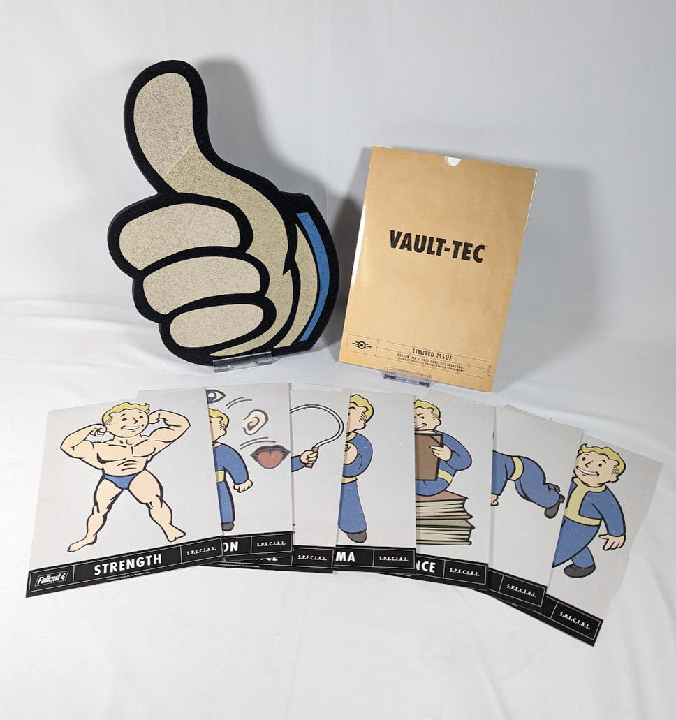 Fallout 4 SPECIAL Poster Set & Fallout 76 Vault Boy Foam Hand (Gamescom 2018) Bundle