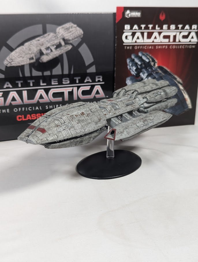 Battlestar Galactica The Official Ships Collection Battlestar Pegasus (Modern) Eaglemoss Model Ship (Incorrect Box and Stand Base)