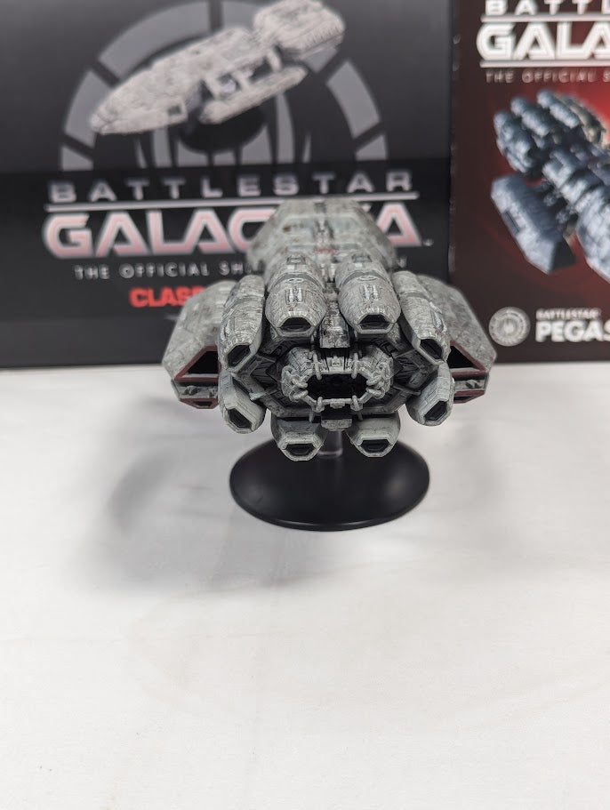 Battlestar Galactica The Official Ships Collection Battlestar Pegasus (Modern) Eaglemoss Model Ship (Incorrect Box and Stand Base)