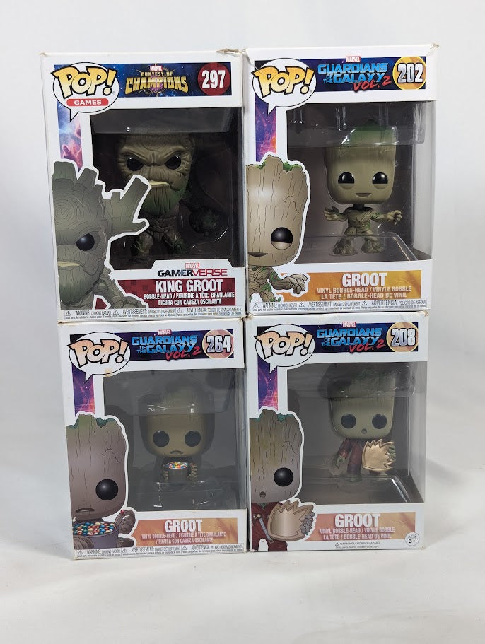 Marvel Guardians of the Galaxy Groot Bundle of 4 Funko Pop! Vinyl Figures