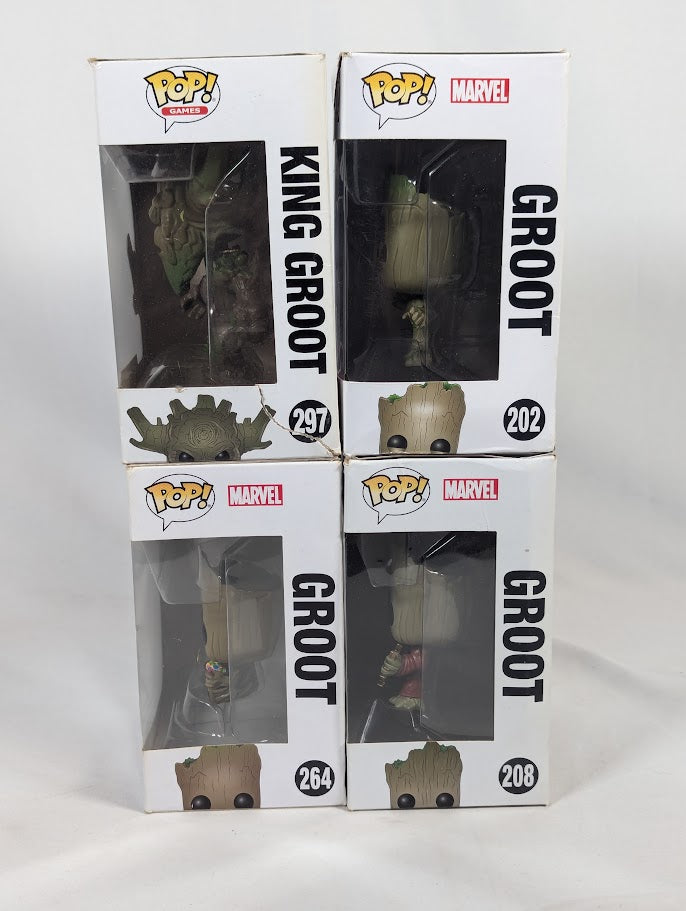 Marvel Guardians of the Galaxy Groot Bundle of 4 Funko Pop! Vinyl Figures