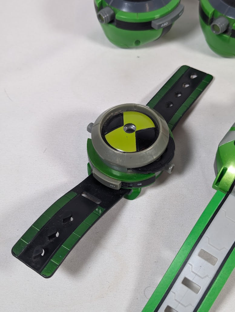 Ben 10 4 Omnitrix Watches, Walkie Talkie, Max's Plumbing Van & Ball Toy Bundle