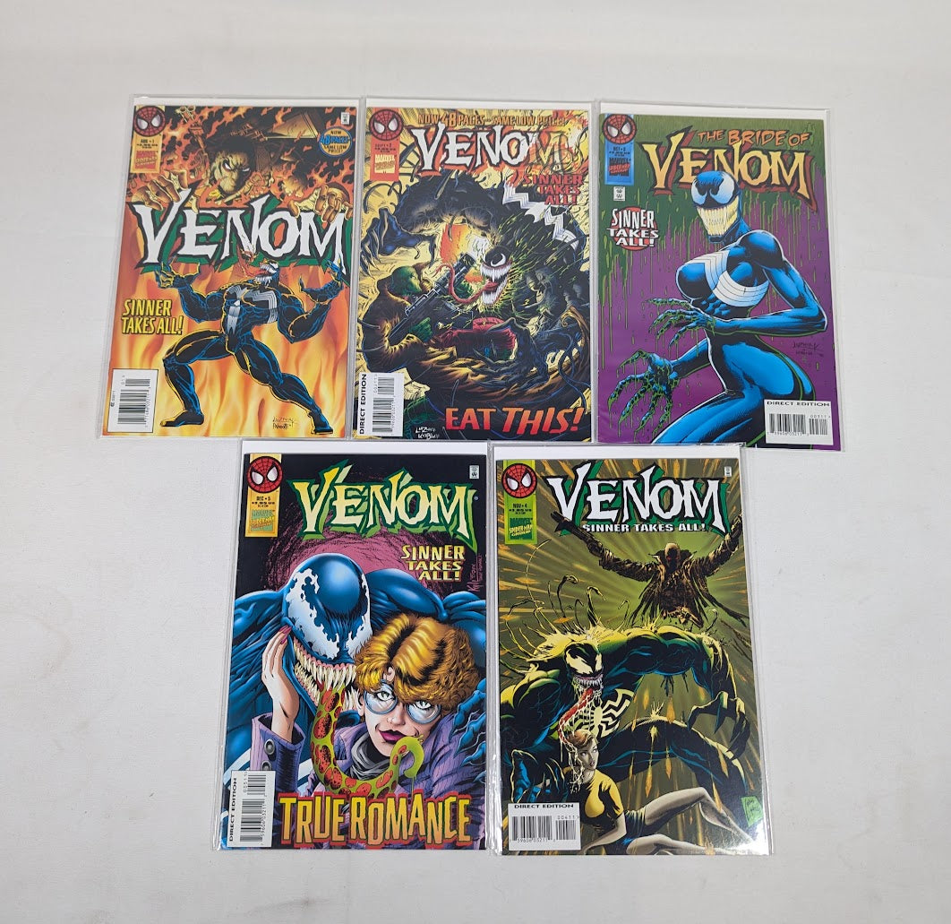 Marvel Venom Sinner Takes All (1995) Issues 1 - 5 Comic Book Bundle