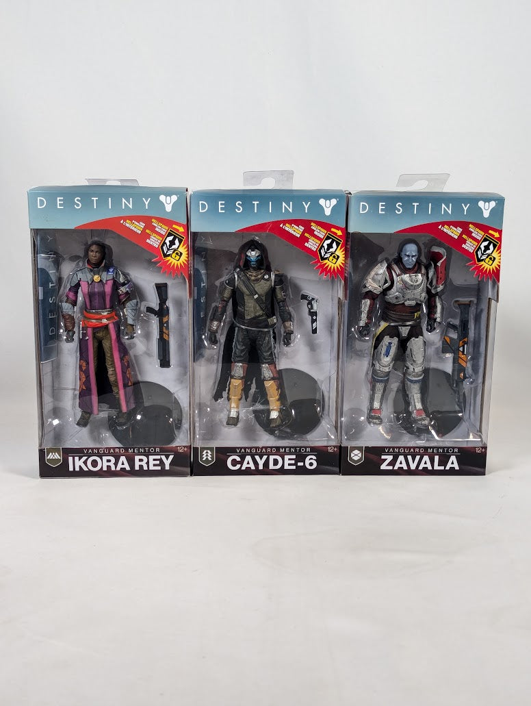 Destiny Ikora Rey, Cayde-6 & Zavala 2018 McFarlane Toys Bundle of 3 Action Figures (With Emblem DLC Codes)