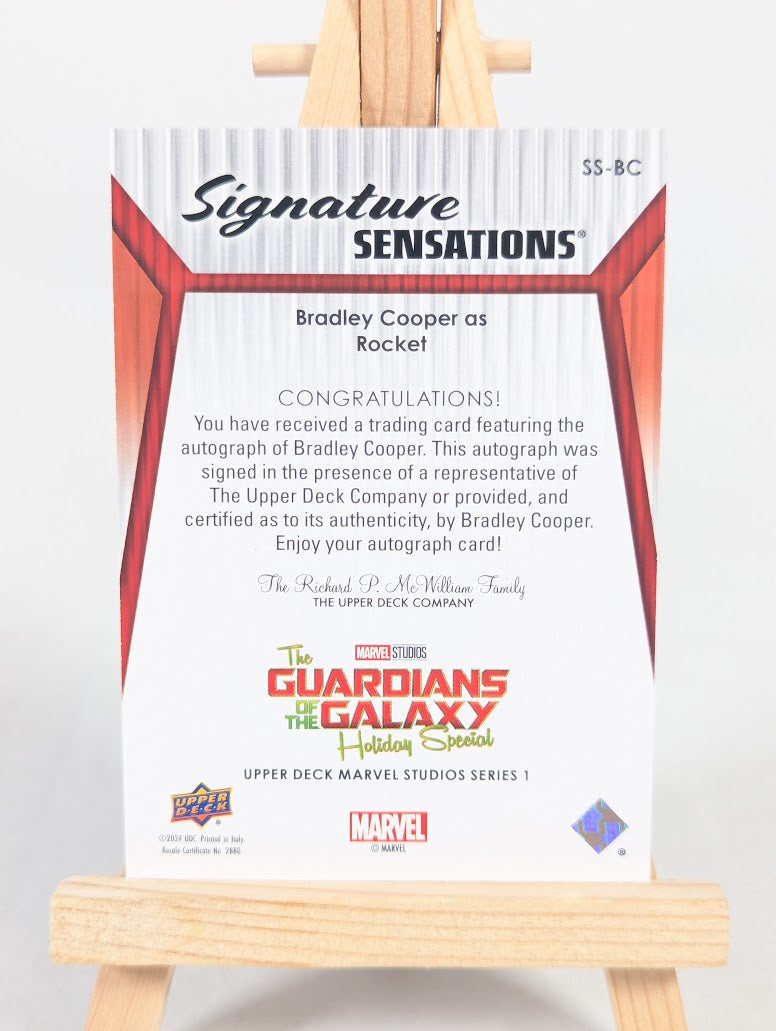 Upper Deck Trading Card Marvel The Guardians of the Galaxy Holiday Special Signature Sensations Signed by Bradley Cooper