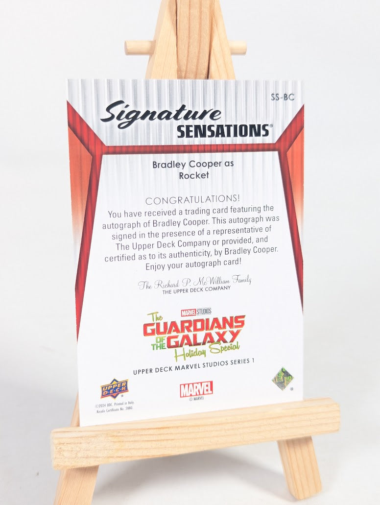Upper Deck Trading Card Marvel The Guardians of the Galaxy Holiday Special Signature Sensations Signed by Bradley Cooper