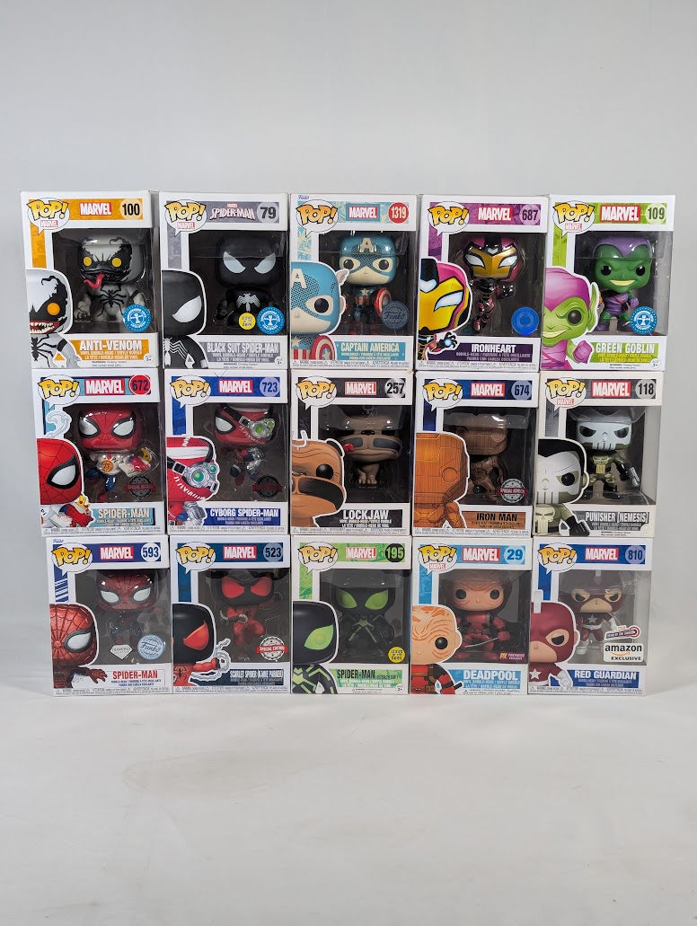 Marvel Universe Bundle of 15 Funko Pop! Vinyl Figures (Spider-Man, Deadpool, Punisher, Iron Man & More)