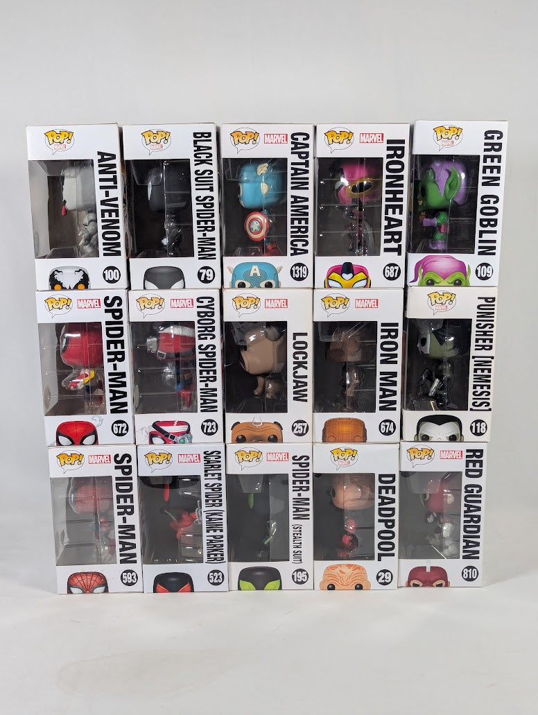 Marvel Universe Bundle of 15 Funko Pop! Vinyl Figures (Spider-Man, Deadpool, Punisher, Iron Man & More)