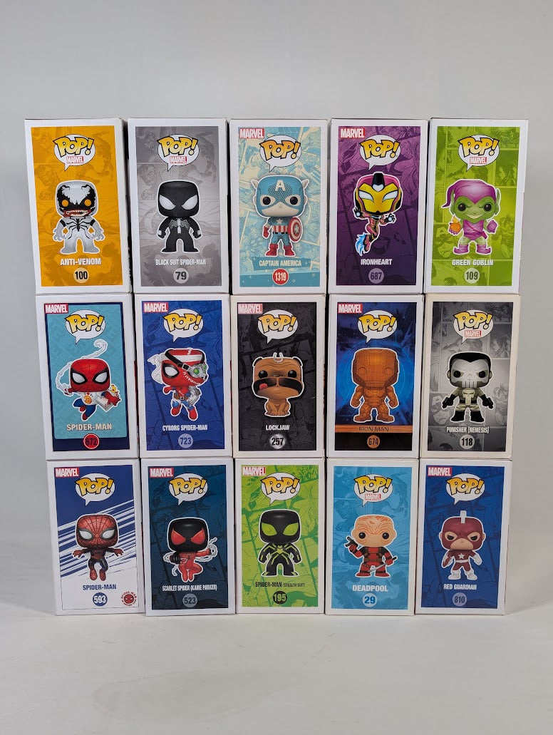 Marvel Universe Bundle of 15 Funko Pop! Vinyl Figures (Spider-Man, Deadpool, Punisher, Iron Man & More)