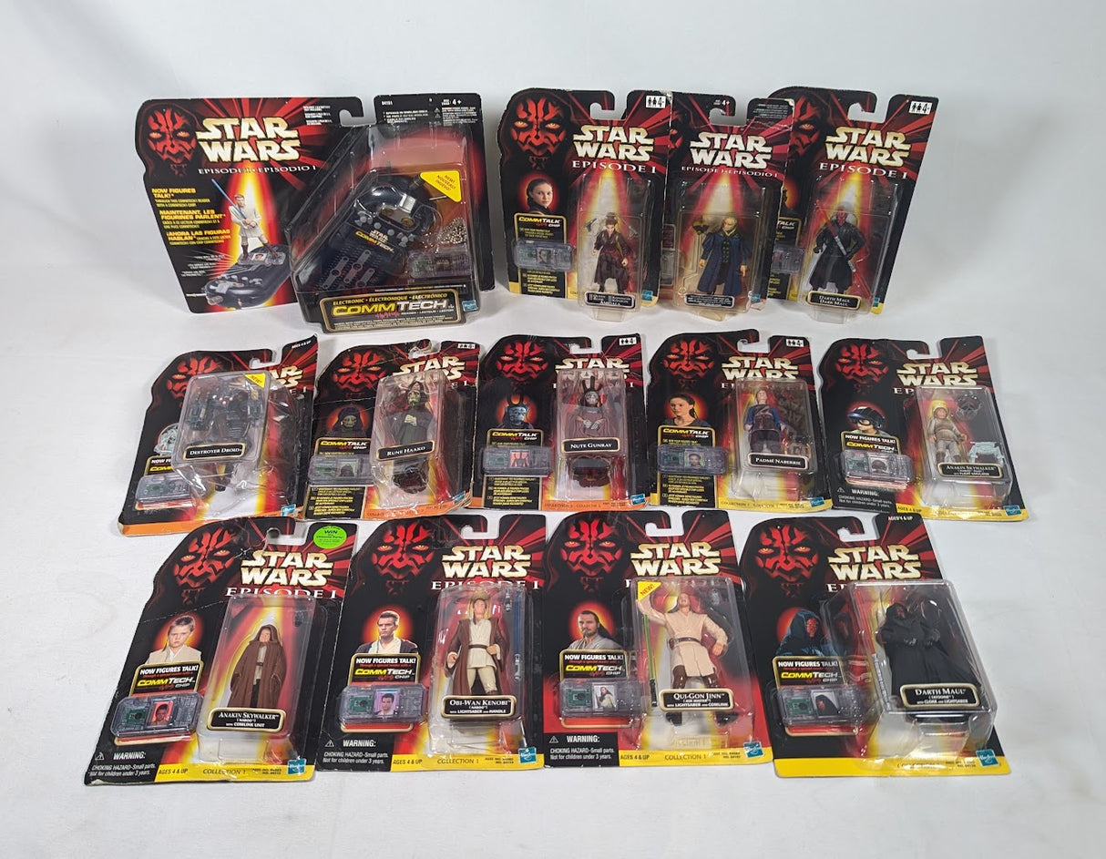 Star Wars Episode 1 1999 Hasbro 12 Action Figures & CommTech Device Bundle