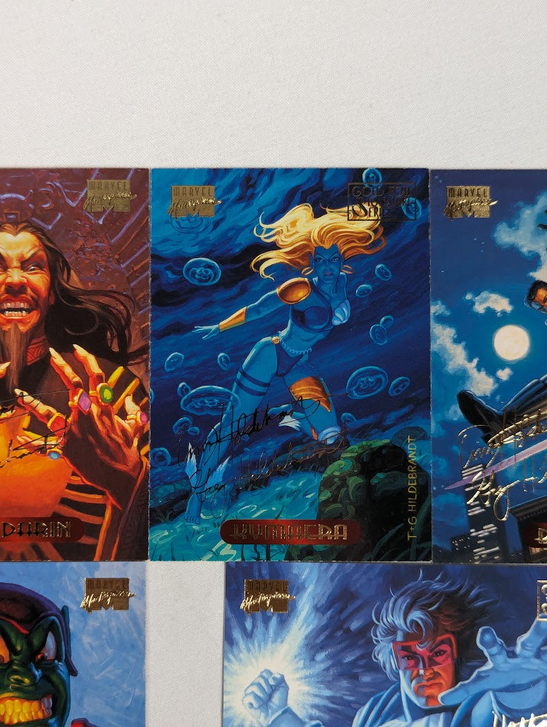 Marvel Masterpieces 1994 Gold Foil Signature Series Bundle of 7 Trading Cards