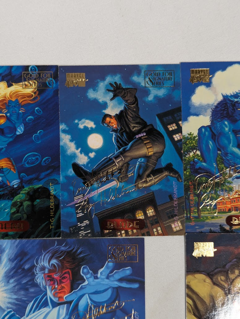 Marvel Masterpieces 1994 Gold Foil Signature Series Bundle of 7 Trading Cards