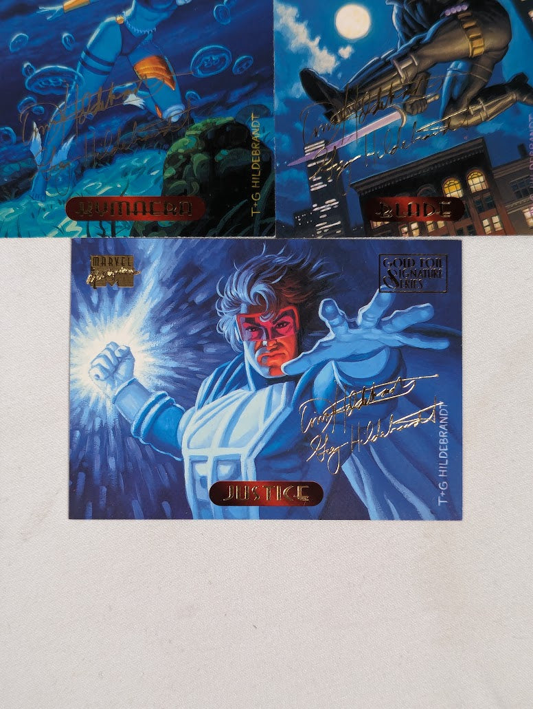 Marvel Masterpieces 1994 Gold Foil Signature Series Bundle of 7 Trading Cards