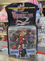 Resident Evil 2 Leon Kennedy & Claire Redfield Video Game Super Stars 1998 ToyBiz Action Figure Bundle