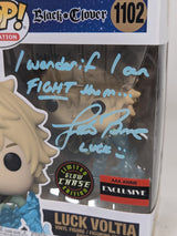 Black Clover Luck Voltia (Chase) (Glow in the Dark) (AAA Anime Exclusive) Funko Pop! Vinyl Figure #1102 Signed by Justin Briner