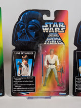Star Wars Luke Skywalker (1995), Han Solo (1995) & Han Solo in Endor Gear (1996) Kenner Action Figure Bundle