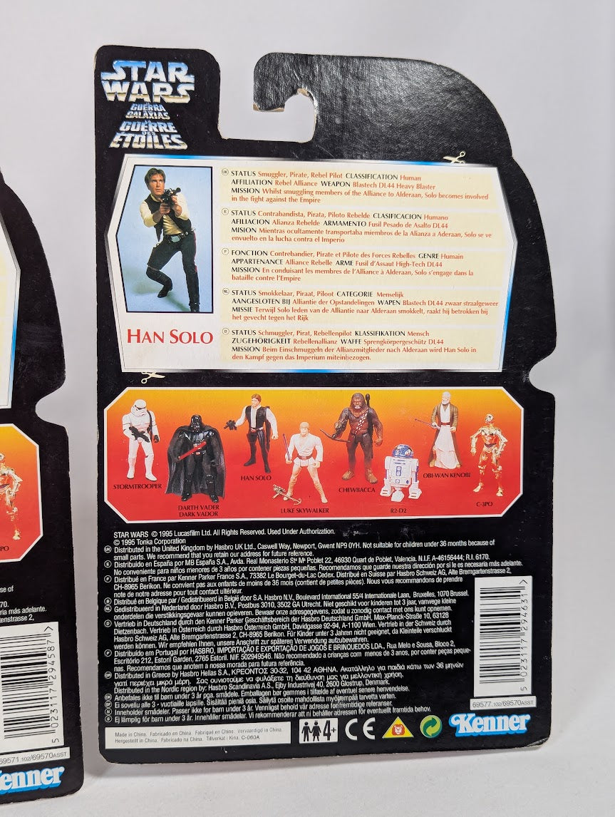 Star Wars Luke Skywalker (1995), Han Solo (1995) & Han Solo in Endor Gear (1996) Kenner Action Figure Bundle