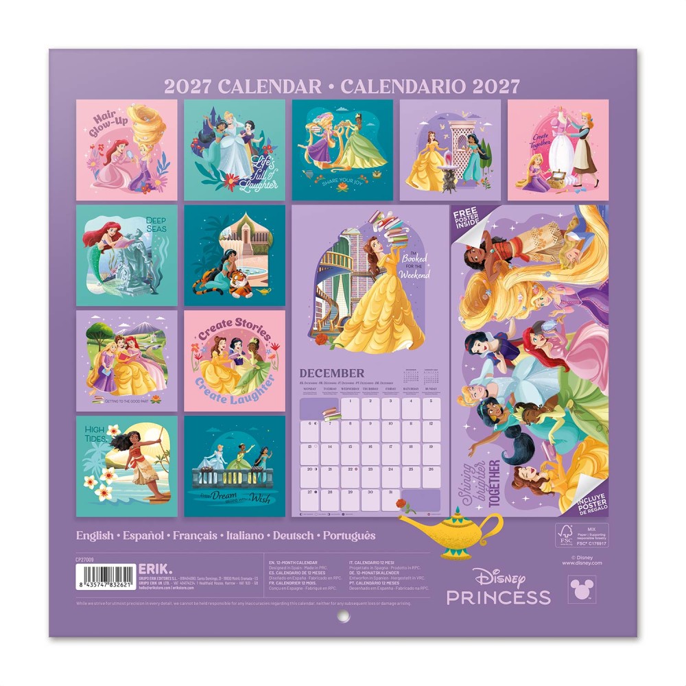 Disney Princess 2027 Calendar