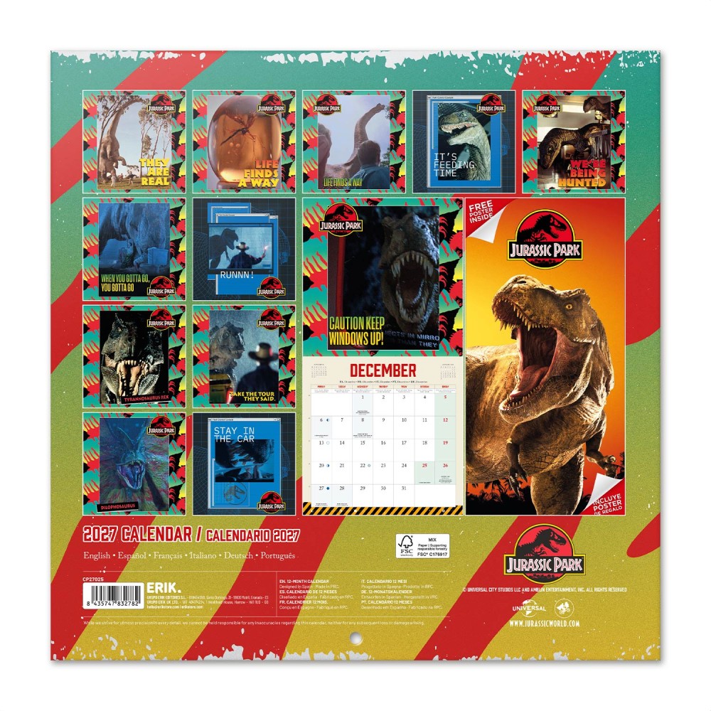 Jurassic Park 2027 Calendar