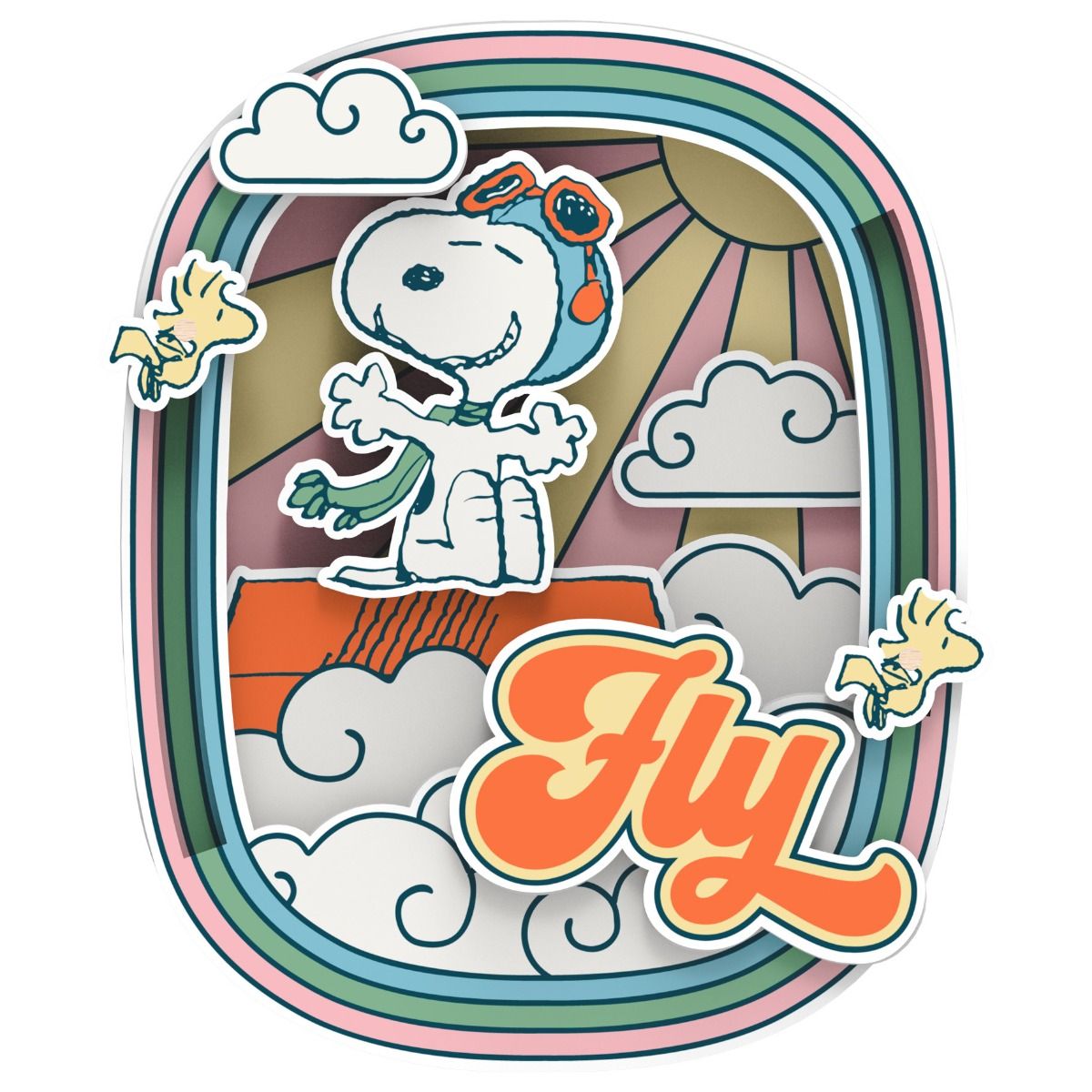 Peanuts Snoopy's Pilot Dreams Wooden Magnet
