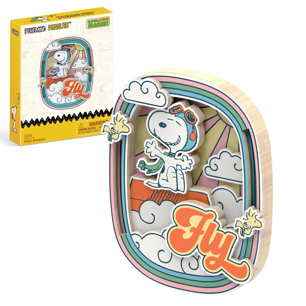 Peanuts Snoopy's Pilot Dreams Wooden Magnet