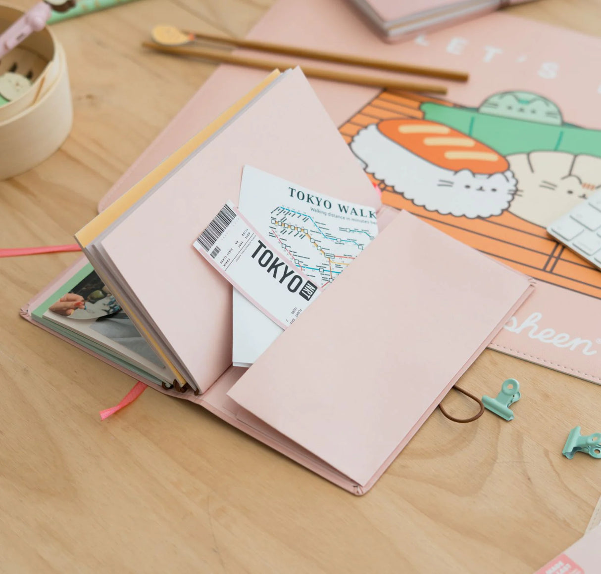 Pusheen Sushi Roll Triple Travel Notebook