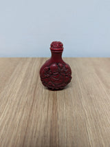 Antique Chinese Buddha Small Cinnabar Resin Snuff Bottle