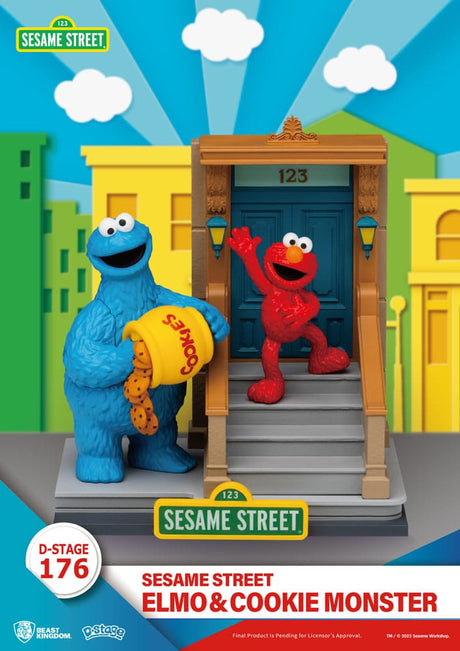 Sesame Street D-Stage Statue - Elmo & Cookie Monster by Beast Kingdom